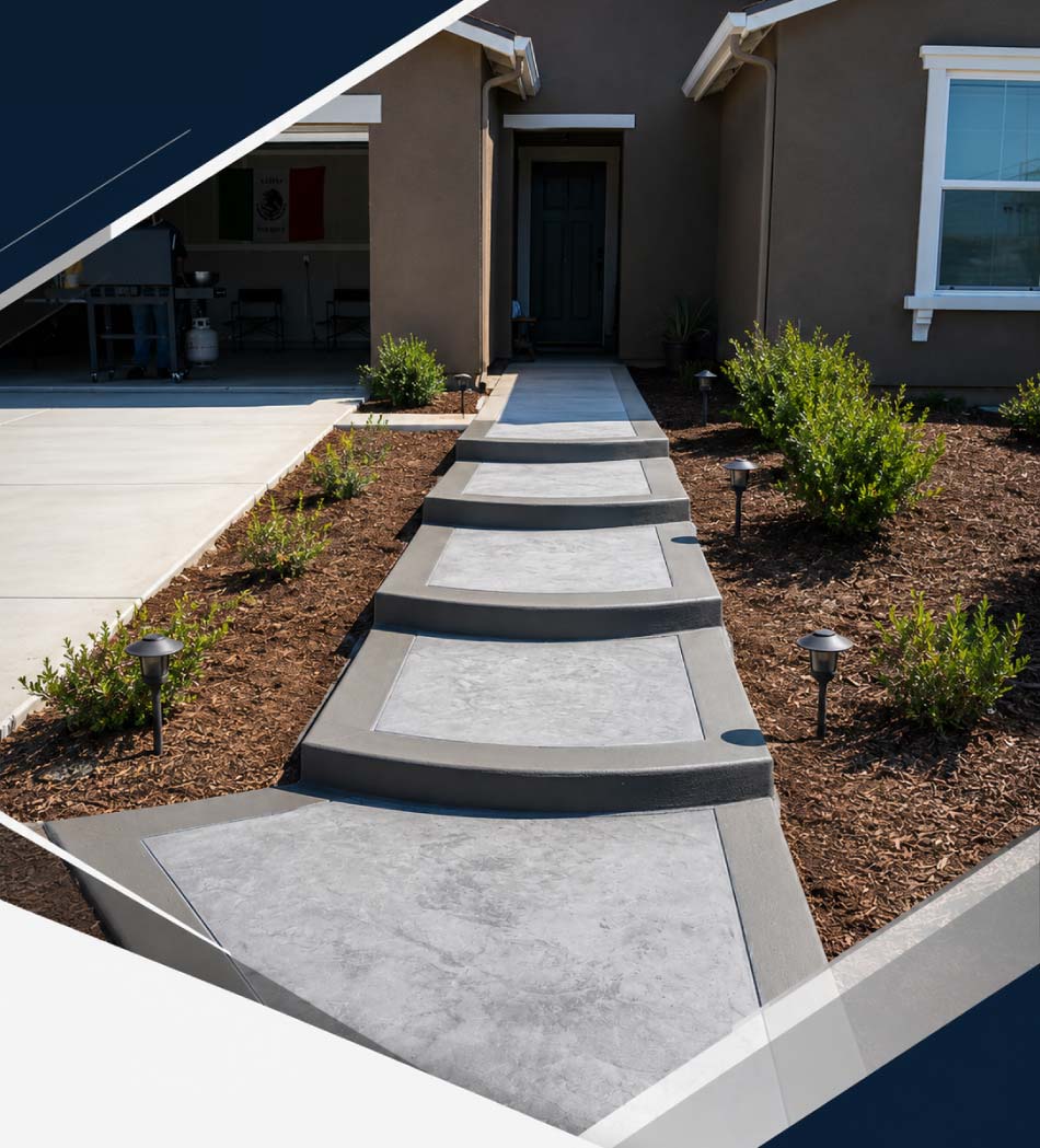 beautiful concrete stairs on front yard 